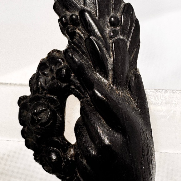 Antique Brooch Mourning victorian gutta percha love token - Picture 4 of 16